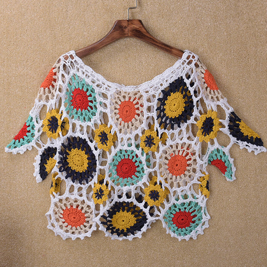 Handmade Crochet Hollow-Out Knit Floral Top
