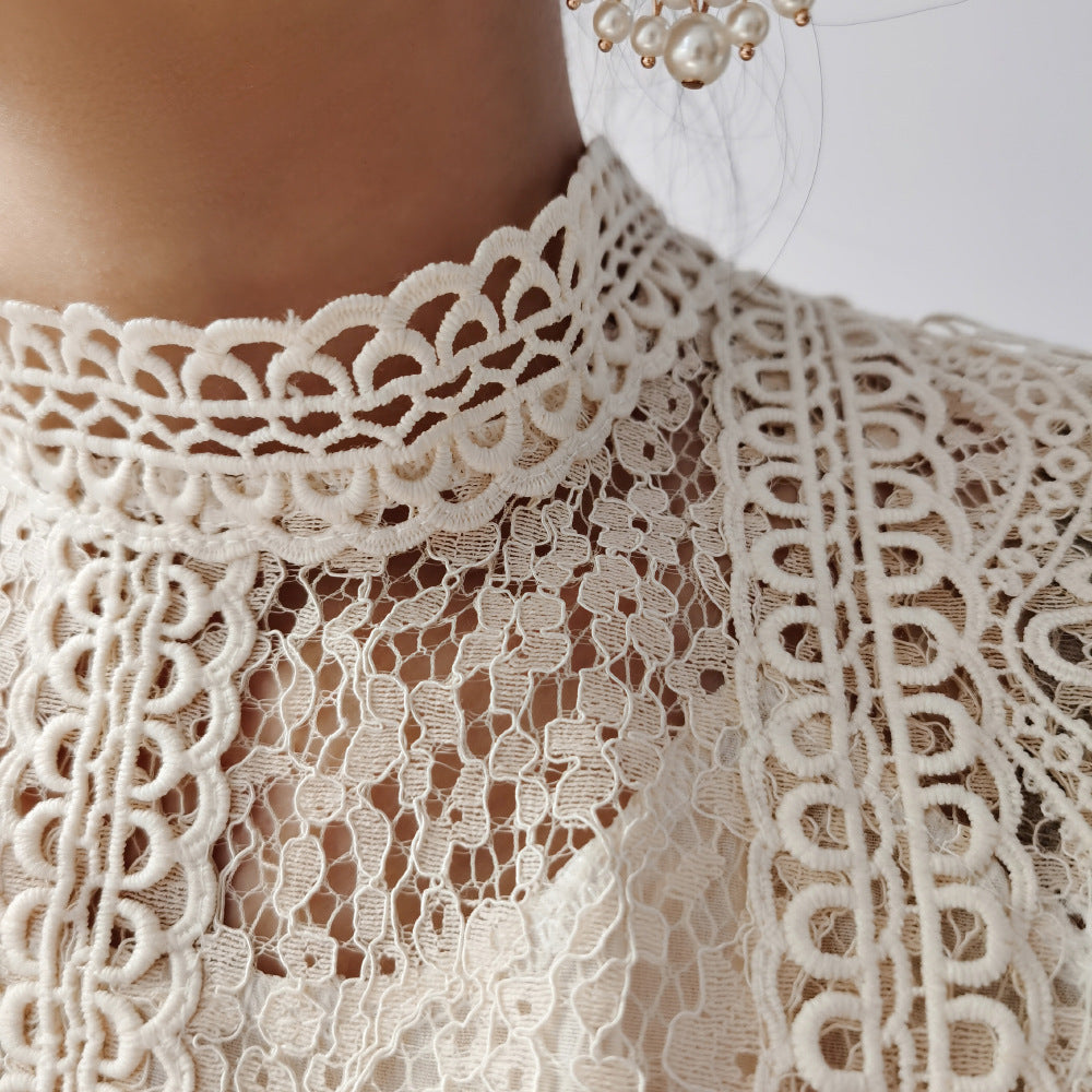 Crochet Lace Short Sleeve Blouse