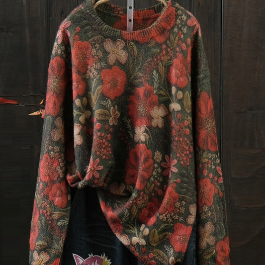 Oversized Vintage Boho Floral Sweater