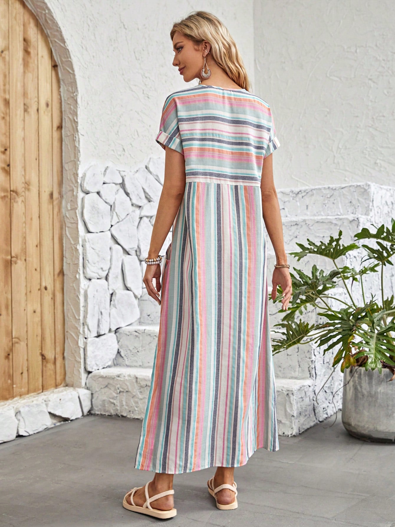 Multicolor Striped Maxi Dress